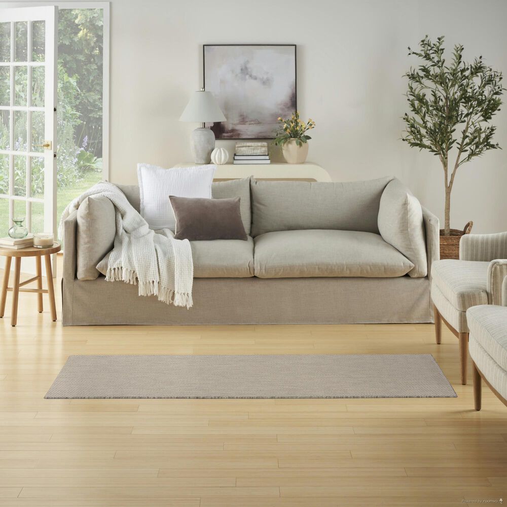 Nourison Courtyard Ivory and Silver 2&#39; x 6&#39; Indoor/Outdoor Runner, , large