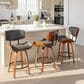 LumiSource Lombardi 26" Swivel Counter Stool with Grey Faux Leather Upholstery in Walnut and Black (Set of 2), , large