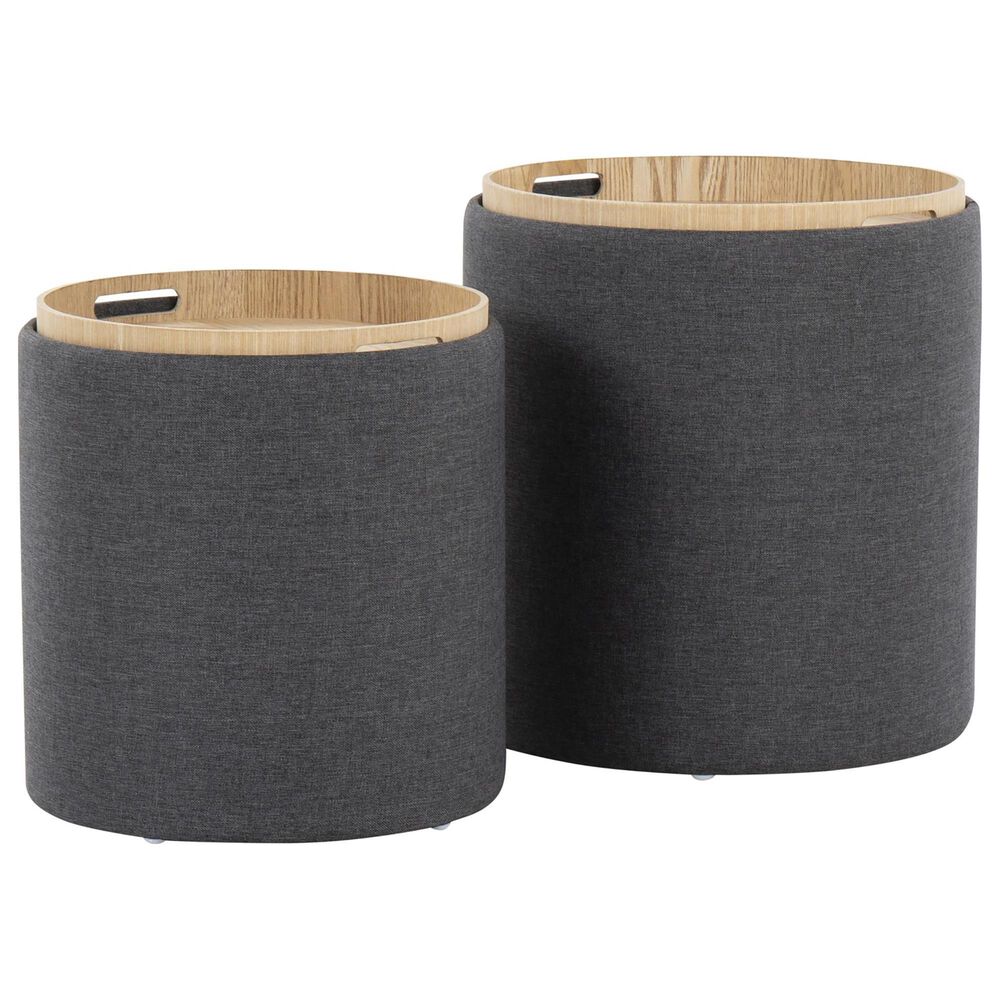 Lumisource Tray 2-Piece Nesting Ottoman Set in Charcoal, , large