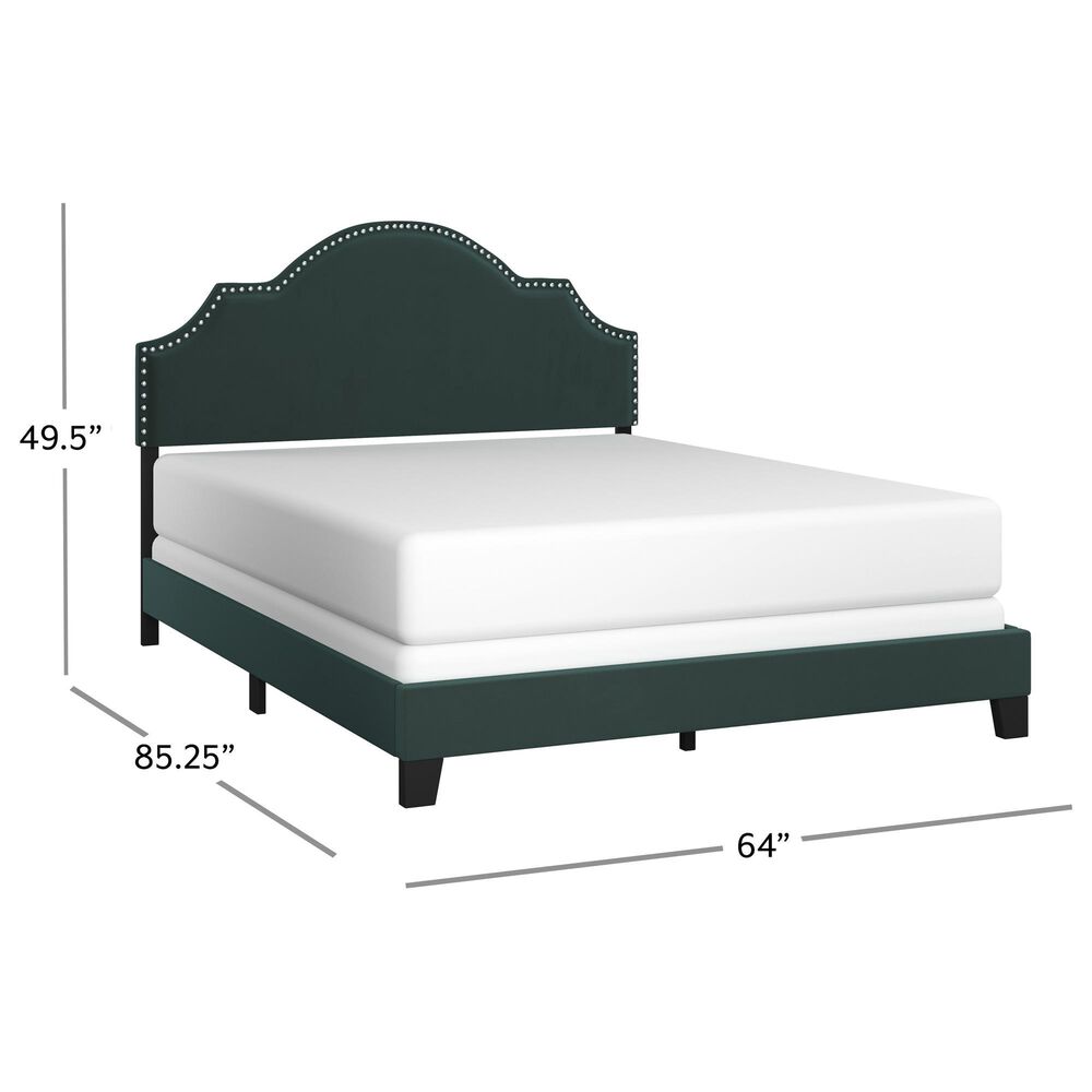 Richlands Furniture Cynthia Queen Panel Bed with Green Upholstery in Black, , large