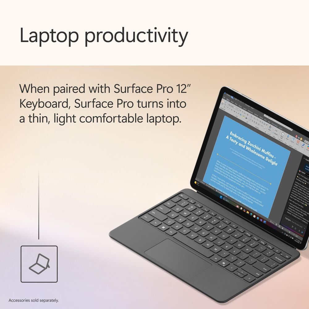 Microsoft Surface Pro Copilot+ PC 12&quot; Touch-Screen Tablet - Qualcomm Snapdragon X Plus - 16GB RAM - 512GB UFS - Windows 11 Home - Wi-Fi Only - Platinum - Device Only - &#40;Latest Model&#41;, , large