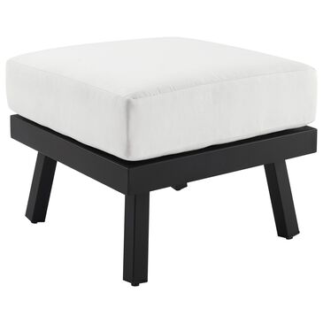 Linon Home Decor Holland Patio Ottoman with Black Frame in Natural, , large