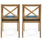 Hearth and Haven Perla Patio Dining Chair with Blue Cushions in Teak (Set of 2), , large