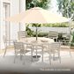 Hearth and Haven 7-Piece Outdoor Metal Dining Set with Stackable Chairs and Round Slatted Table in Sandstone, , large