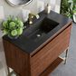 James Martin Vanities Mantova 35.4" Single Vanity in Mid-Century Walnut and Champagne Brass with 3 cm Charcoal Black Composite Stone Top and Rectangular Sink, , large