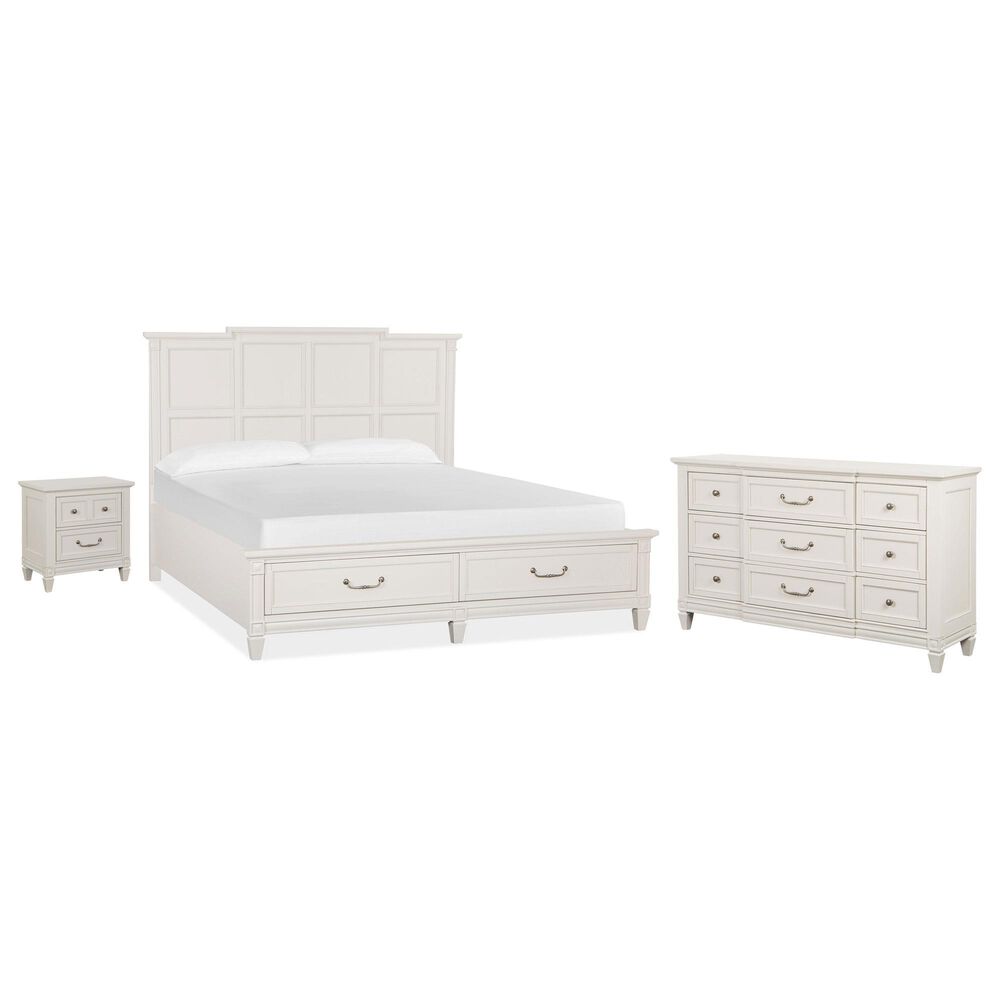 Nicolette Home Willowbrook King Storage Bed with Dresser and Nightstand in Egg Shell White, , large