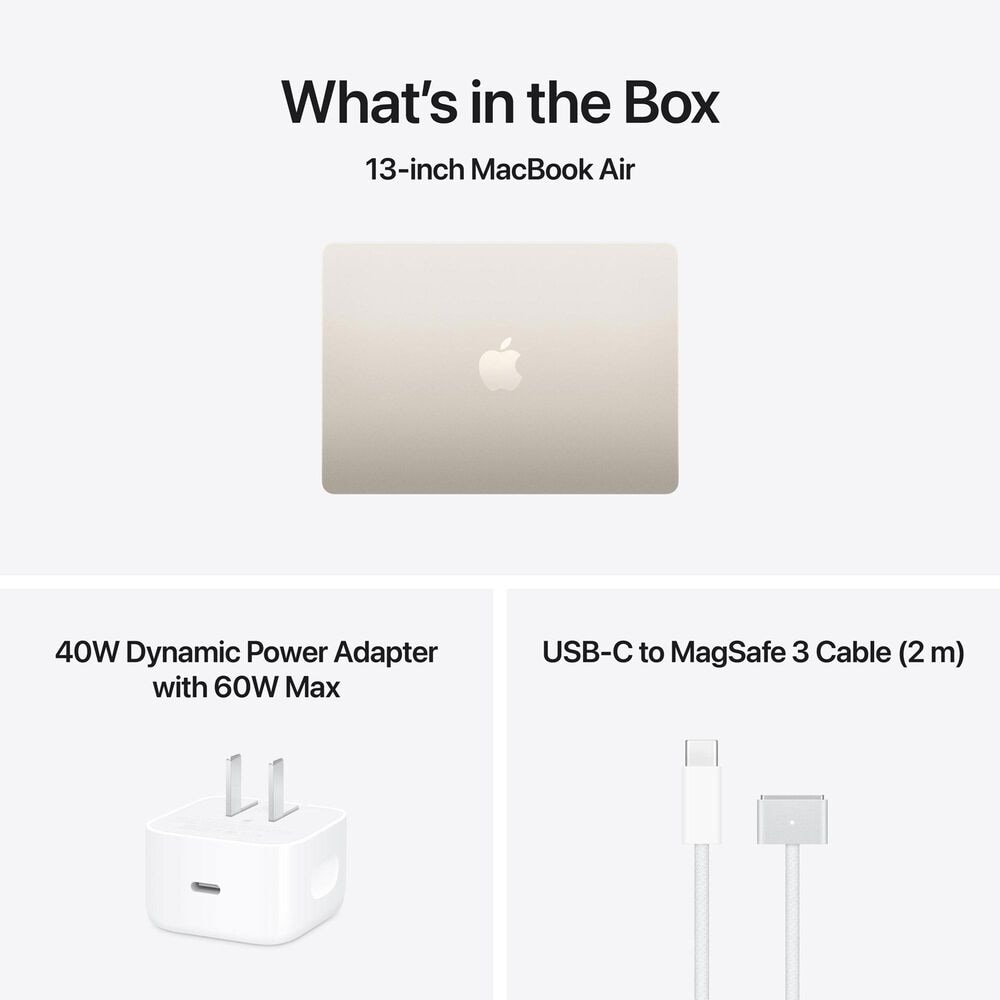 Apple 13" MacBook Air | Apple M5 Chip - 10-core CPU and 10-core GPU - 16GB RAM - 1TB SSD in Starlight with 3-Year AppleCare+, , large