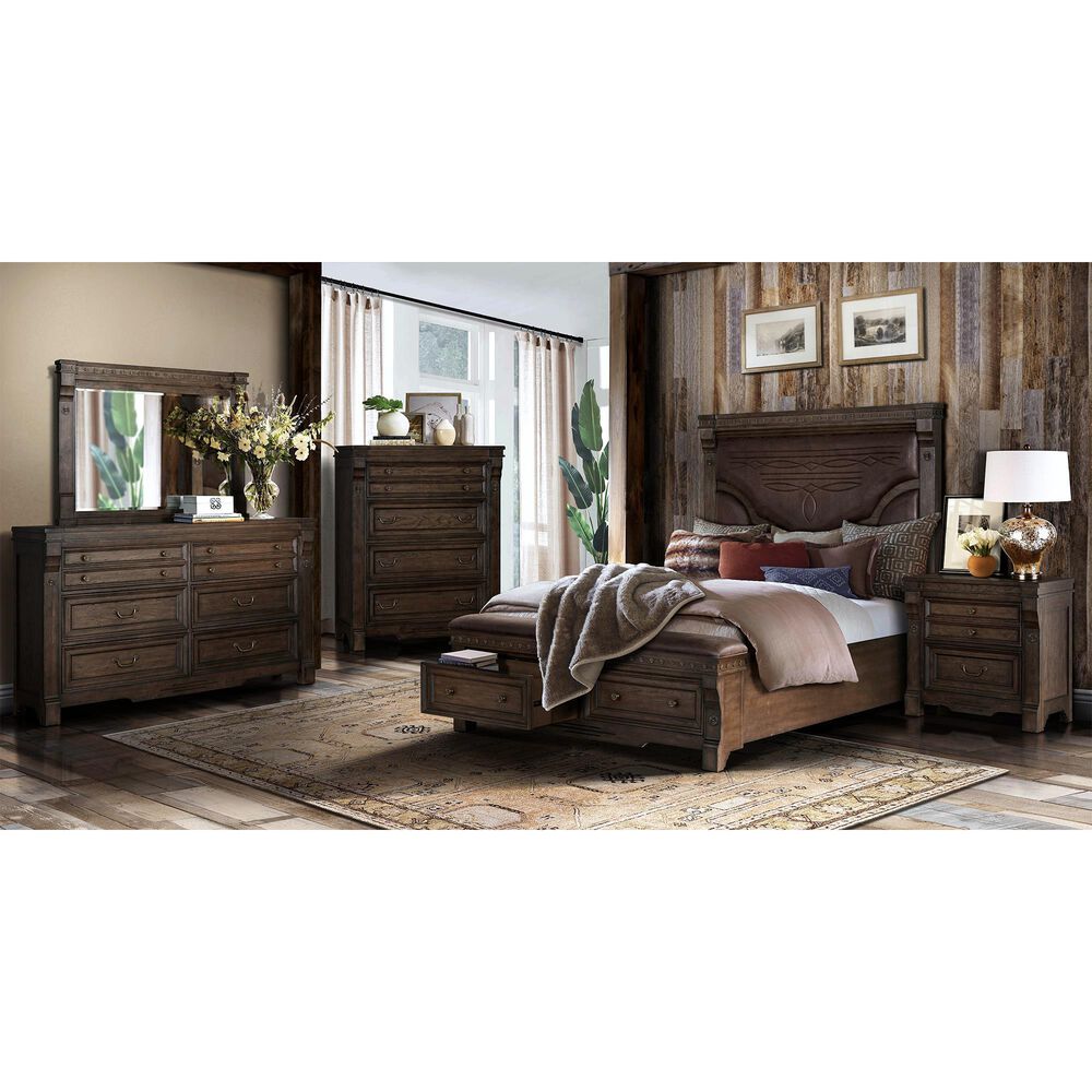 Sasha Lee Grand Teton 5 Piece Queen Bedroom Set in Warm Brown Oak, , large