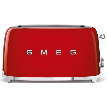 SMEG 4-Slice Retro Style Toaster in Red and Stainless Steel, , large