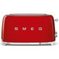 SMEG 4-Slice Retro Style Toaster in Red and Stainless Steel, , large