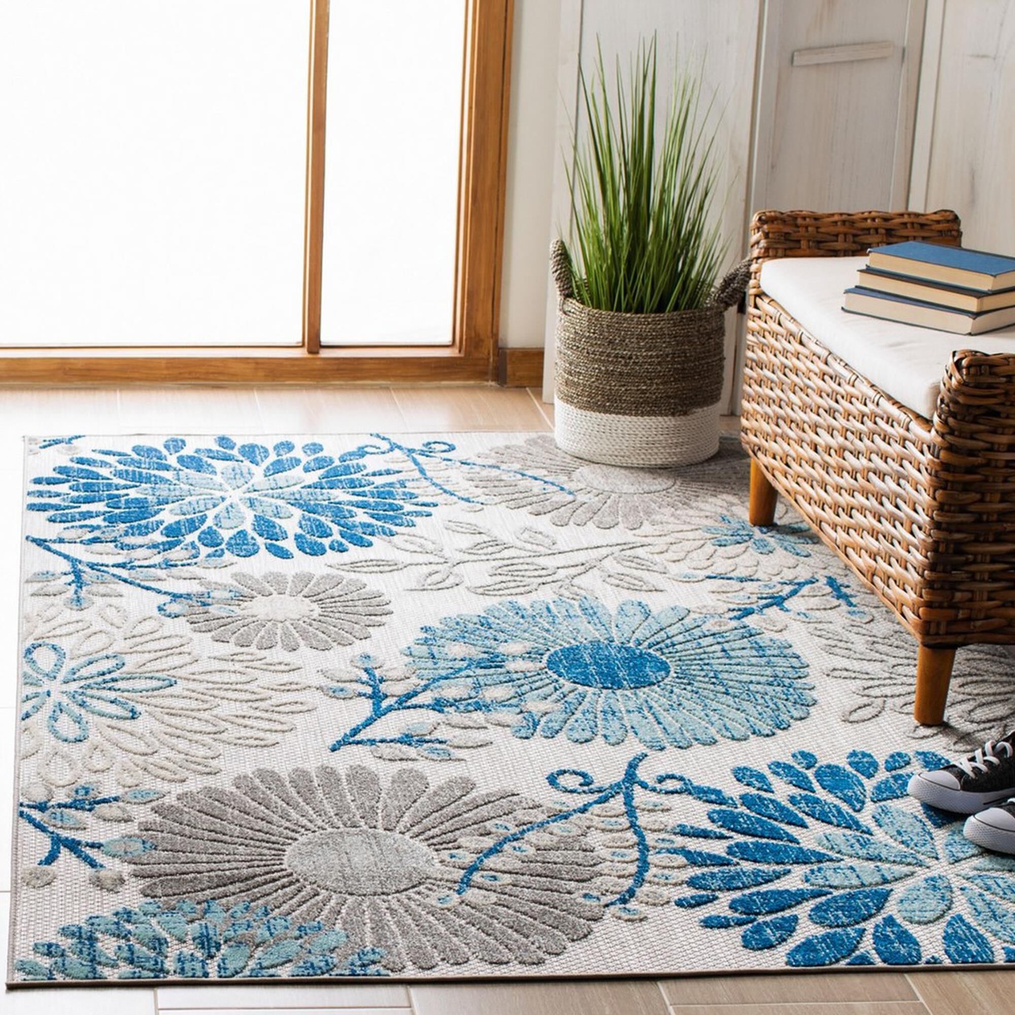 Safavieh Cabana CBN832F Grey and Blue Indoor/Outdoor 5'3