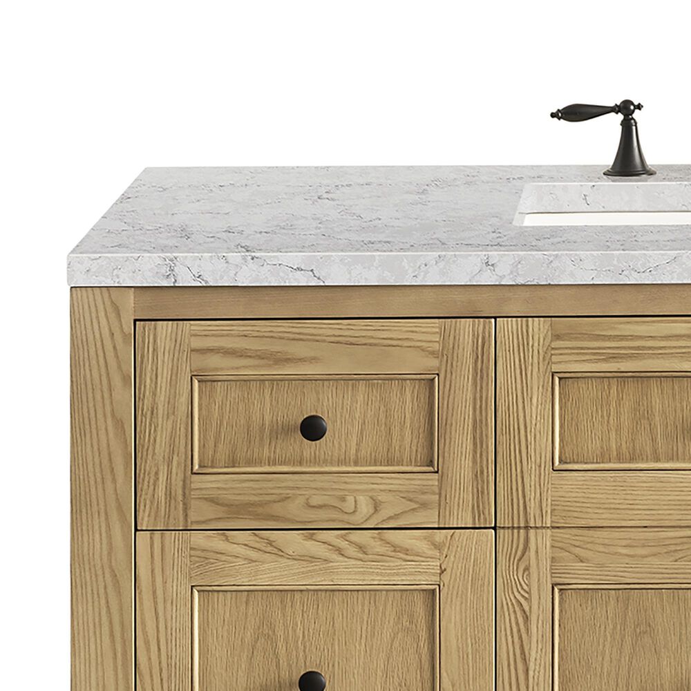 James Martin Vanities Breckenridge 48&quot; Single Bathroom Vanity in Light Natural Oak with 3 cm Eternal Jasmine Pearl Quartz Top and Rectangular Sink, , large