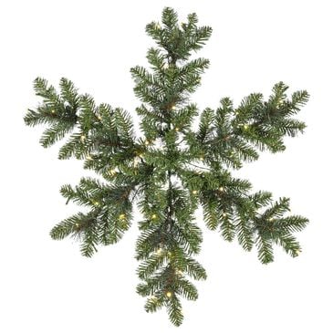 The Gerson Company 30" Pre-Lit Artificial Pine Mix Snowflake Wreath with White LED Lights in Green, , large