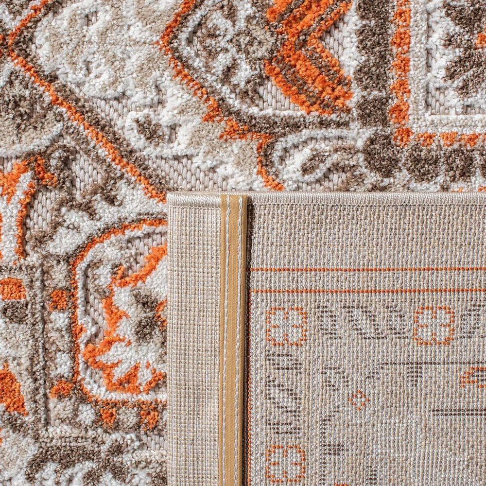 Safavieh Cabana CBN680B 2&#39;2&quot; x 8&#39; Beige and Orange Indoor/Outdoor Area Performance Rug, , large