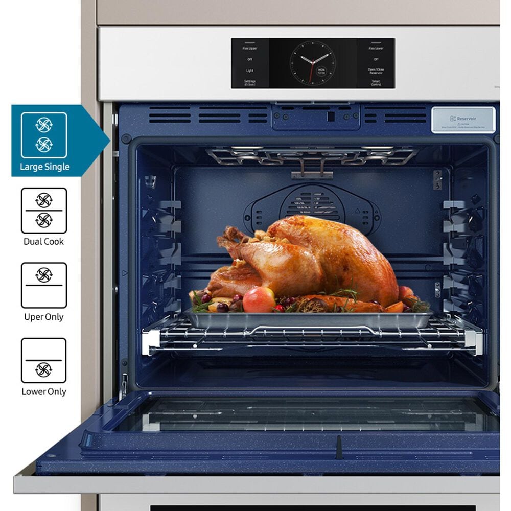Samsung Bespoke 2-Piece Kitchen Package with White Bespoke 30" Double Wall Oven and Black 36" Induction Cooktop, , large
