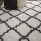 Nourison Luxe Shag LXS02 9" x 12" Ivory and Charcoal Area Rug, , large