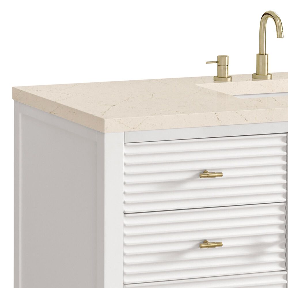 James Martin Vanities Myrrin 48&quot; Vanity in Bright White with 3 cm Eternal Marfil Quartz Top, , large