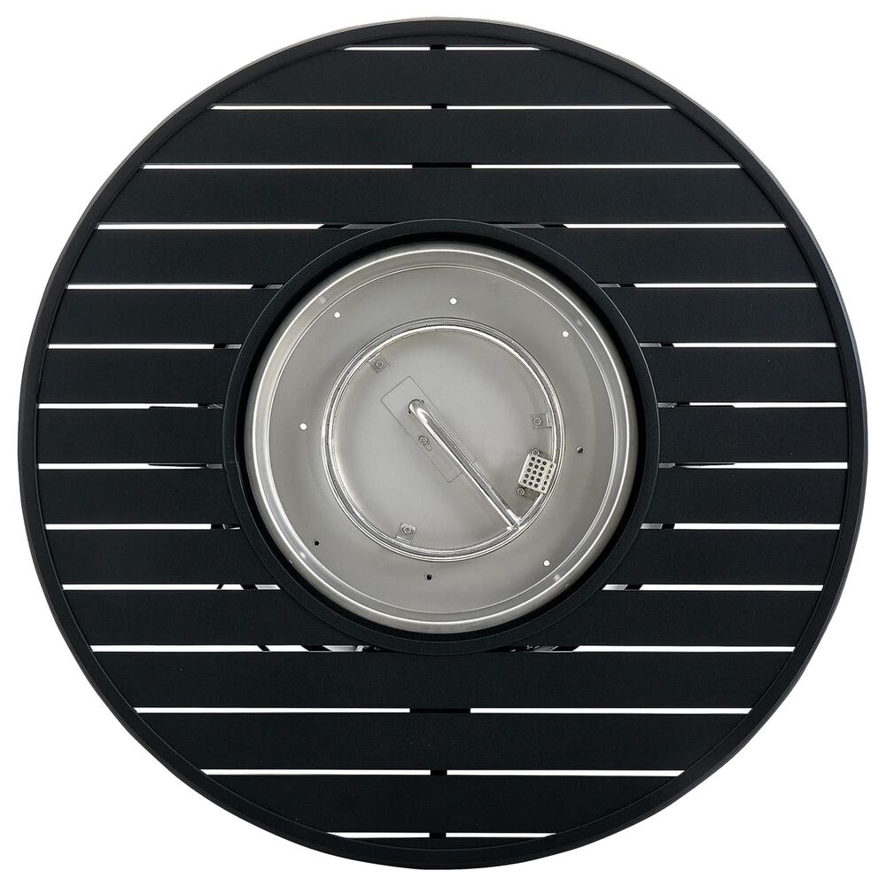Winston Furniture Slat Top and Icon 5-Piece Round Firepit Chat Set in Textured Pewter, , large