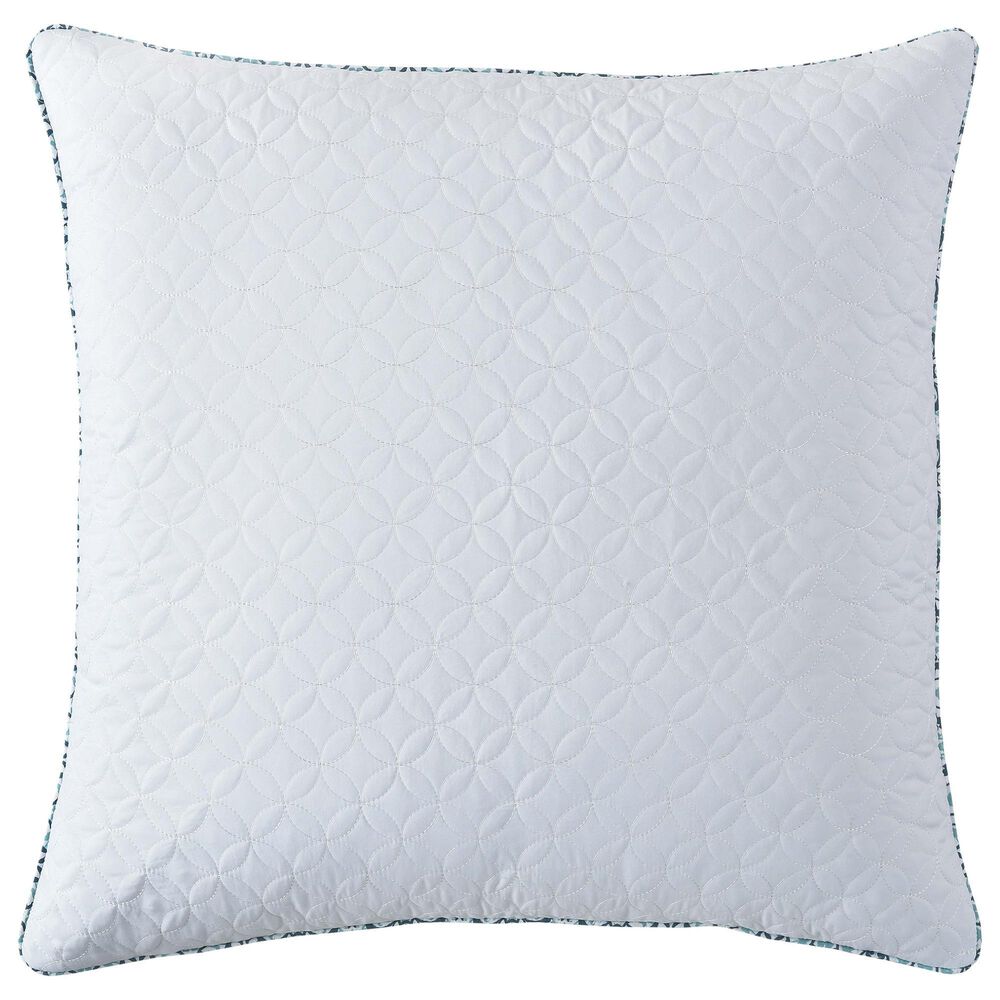 J. Queen New York Afton 26" Square Euro Pillow Sham in Blue and White, , large