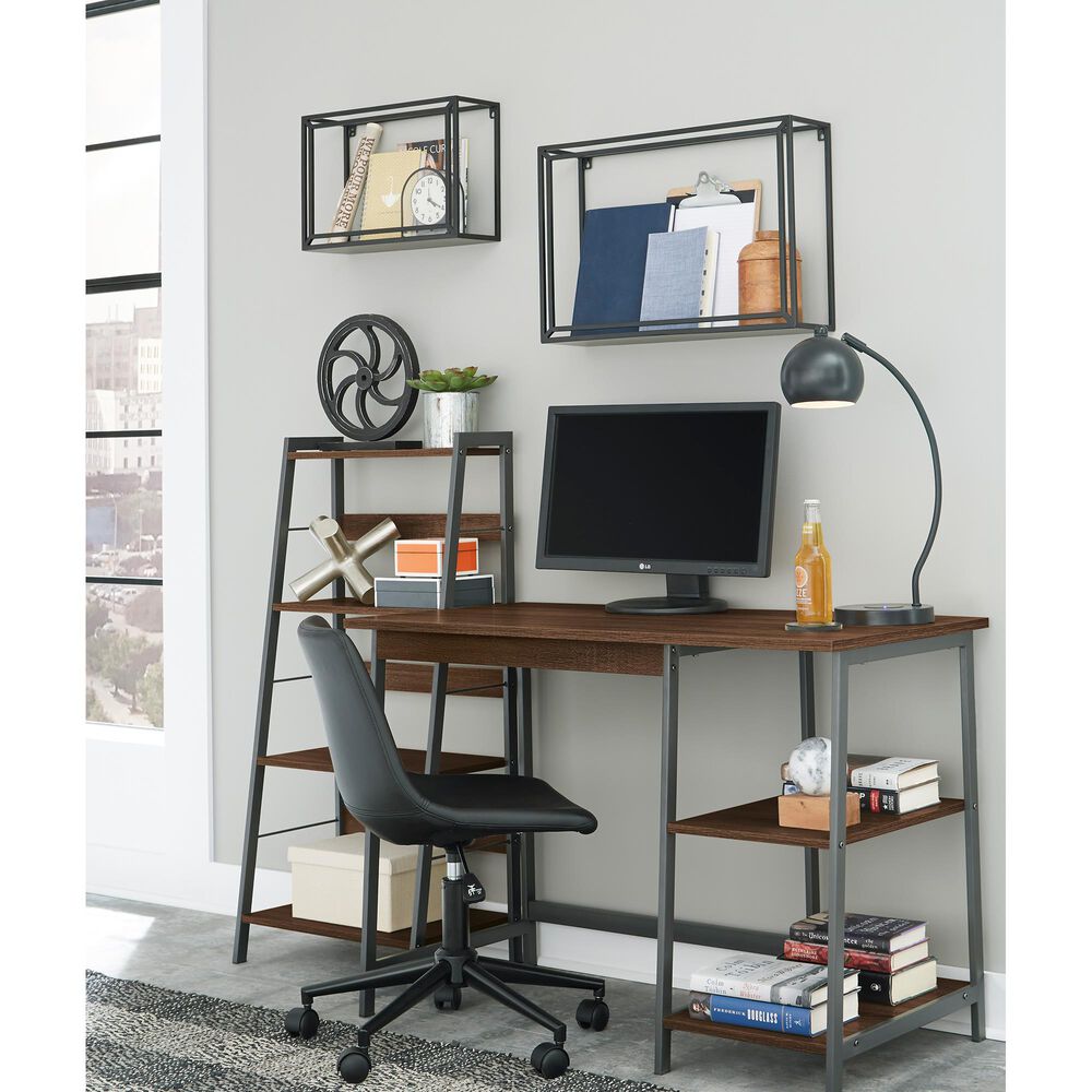 Signature Design by Ashley Soho Home Office Desk and Shelf in Dark Brown, , large