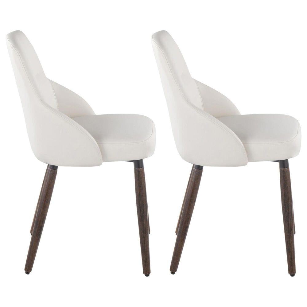 LumiSource York Side Chair with White Faux Leather Cushion in Dark Walnut (Set of 2), , large