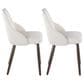 LumiSource York Side Chair with White Faux Leather Cushion in Dark Walnut (Set of 2), , large