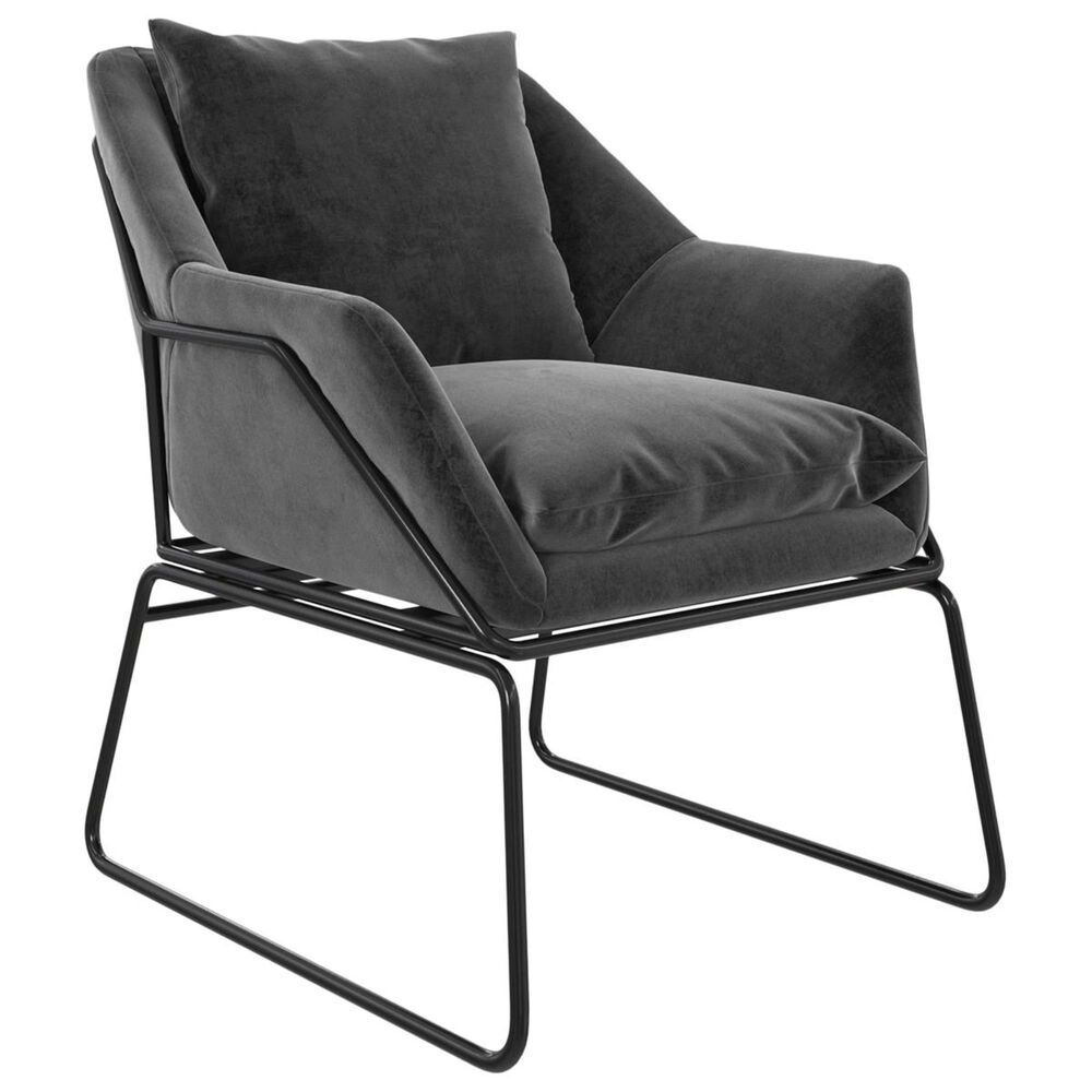 DHP Ari Accent Chair in Grey Velvet, , large