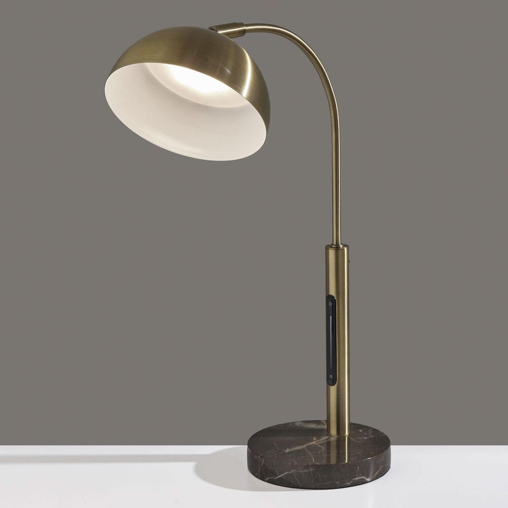 37B Bolton LED Desk Lamp with Smart Switch in Antique Brass and Brown, , large