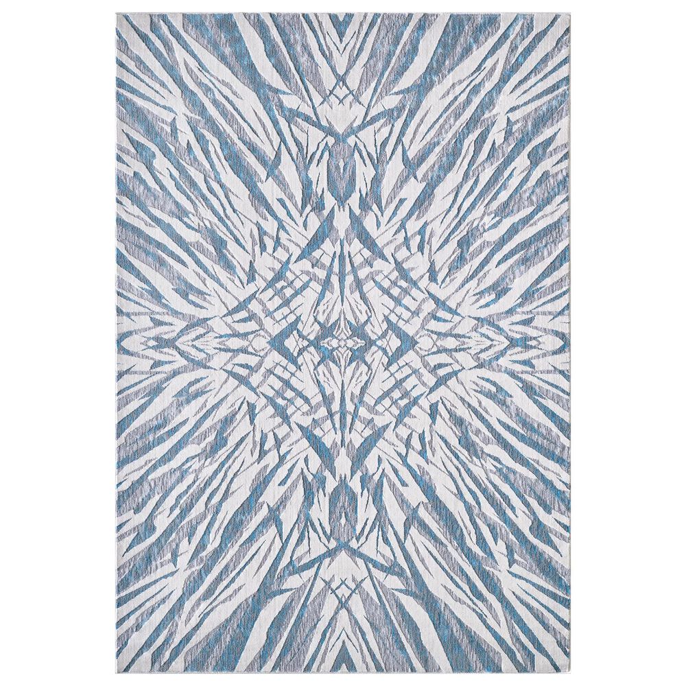 Kas Oriental Rugs Luna Illusions 3"3" x 4"11" Ivory and Blue Area Rug, , large
