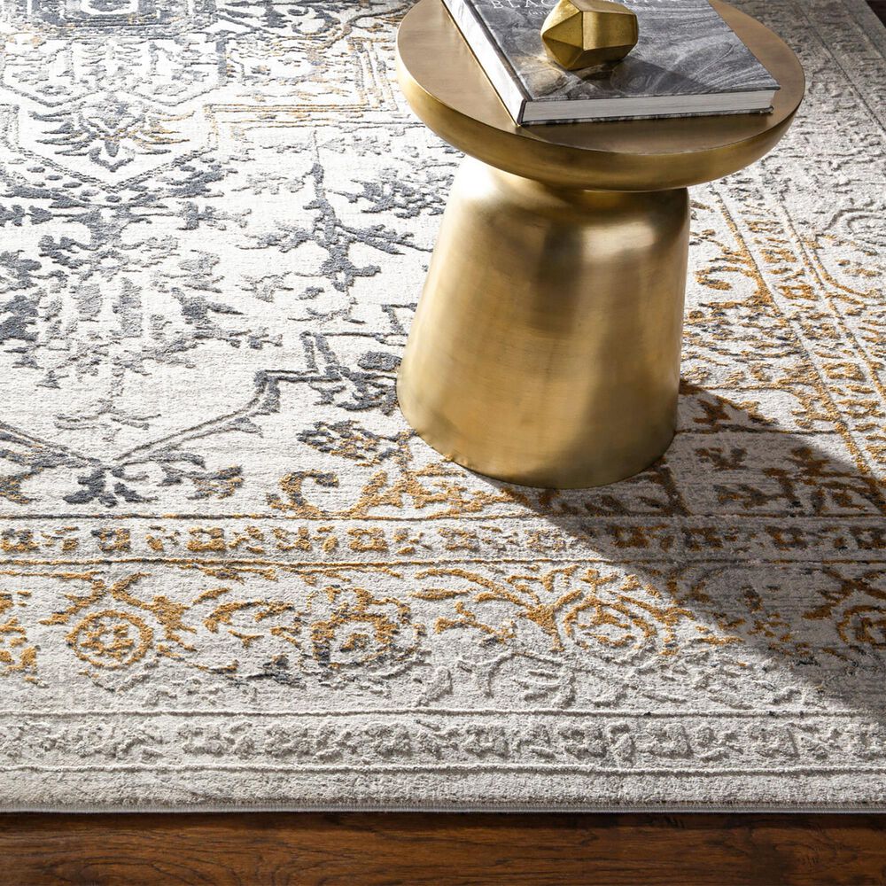 Surya Aisha Charcoal, Gray, Mustard and Light Gray 6&#39;7&quot; x 9&#39;6&quot; Area Rug, , large