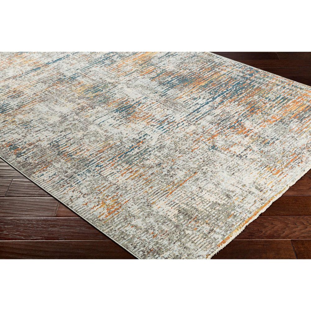 Surya Presidential Blue, Orange, Saffron, Ice Blue, Dusty Sage, Charcoal, Ivory, Wheat, Light Olive and Gray 8&#39;10&quot; x 12&#39;10&quot; Area Rug, , large