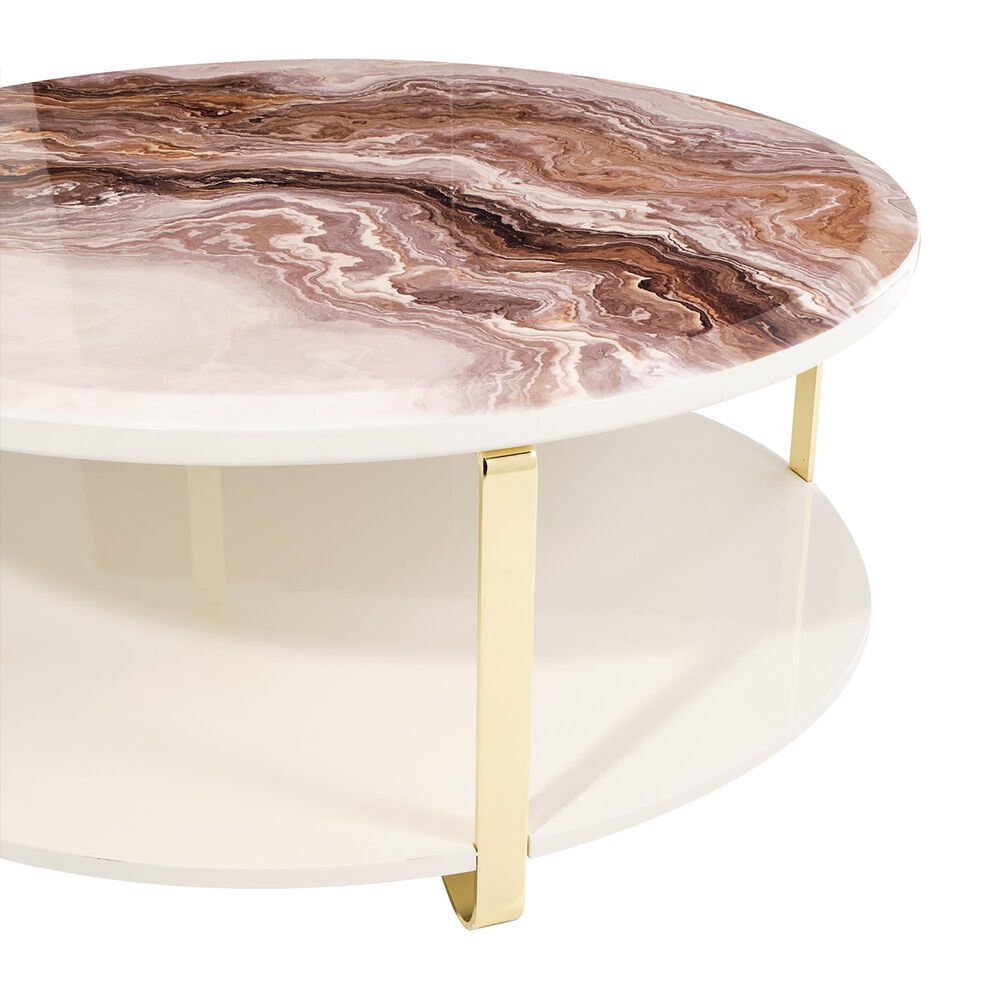 Vista Haus Ariana Cocktail Table in Gold and White, , large