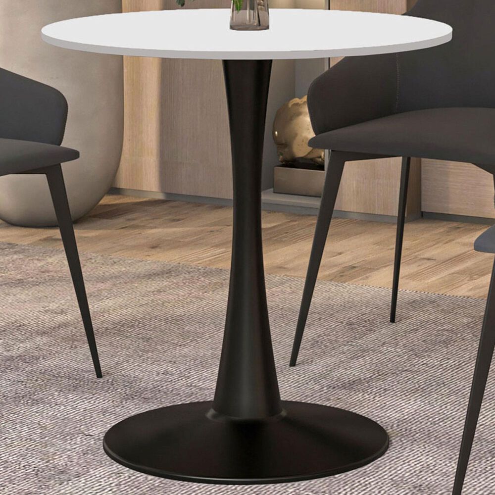 Leisuremod Bristol 27&quot; Round Dining Table with MDF Top in Black and White - Table Only, , large