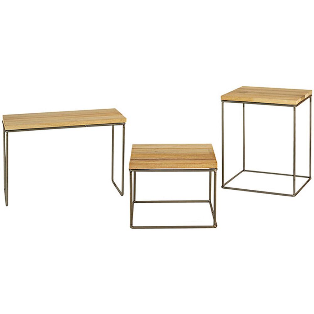 Kalalou 3-Piece Table Top Riser Set in Grey and Natural, , large