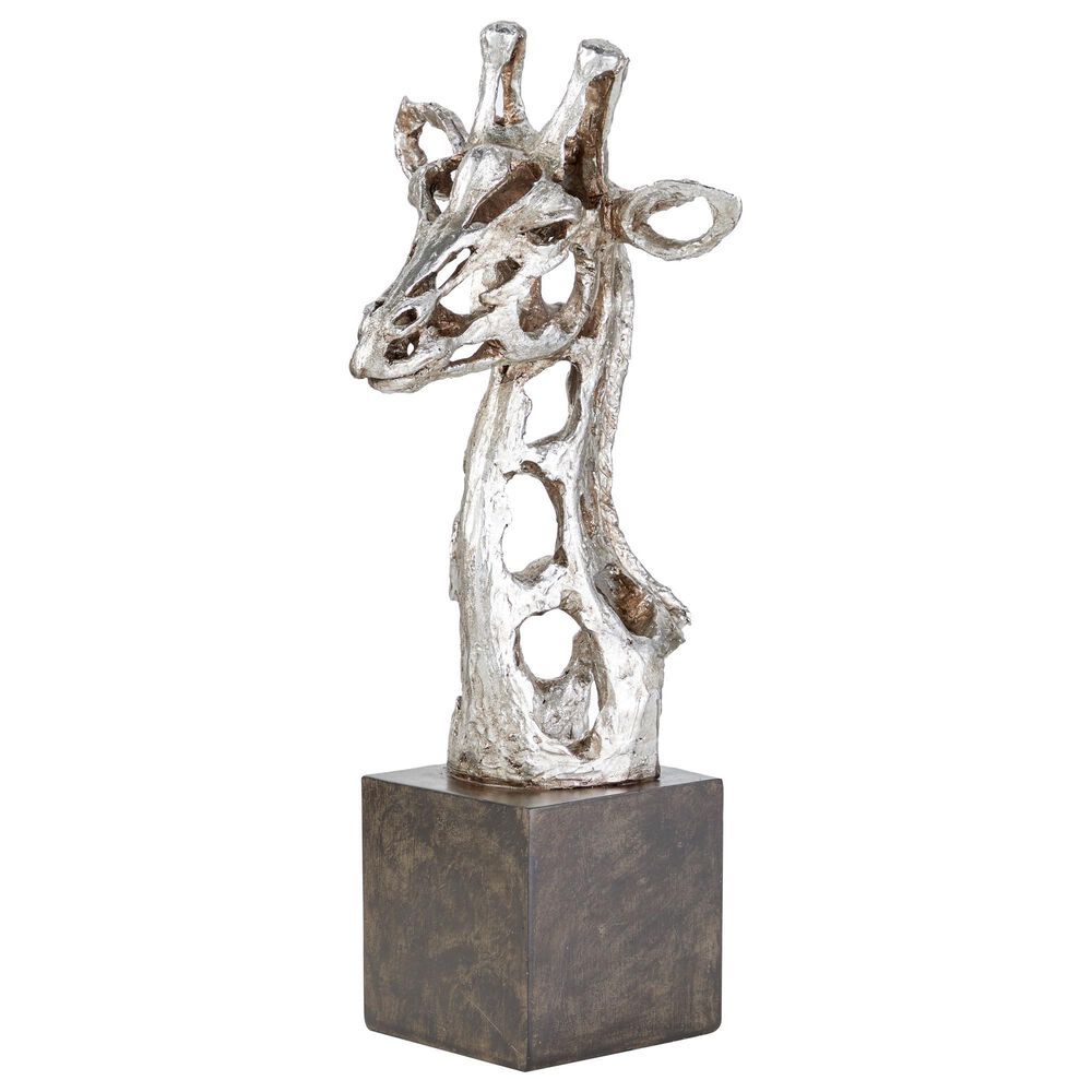 Maple and Jade 8" x 18" Eclectic Polystone Sculpture in Silver, , large