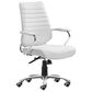 Zuo Modern Enterprise Low Back Office Chair with White Faux Leather in Chrome, , large