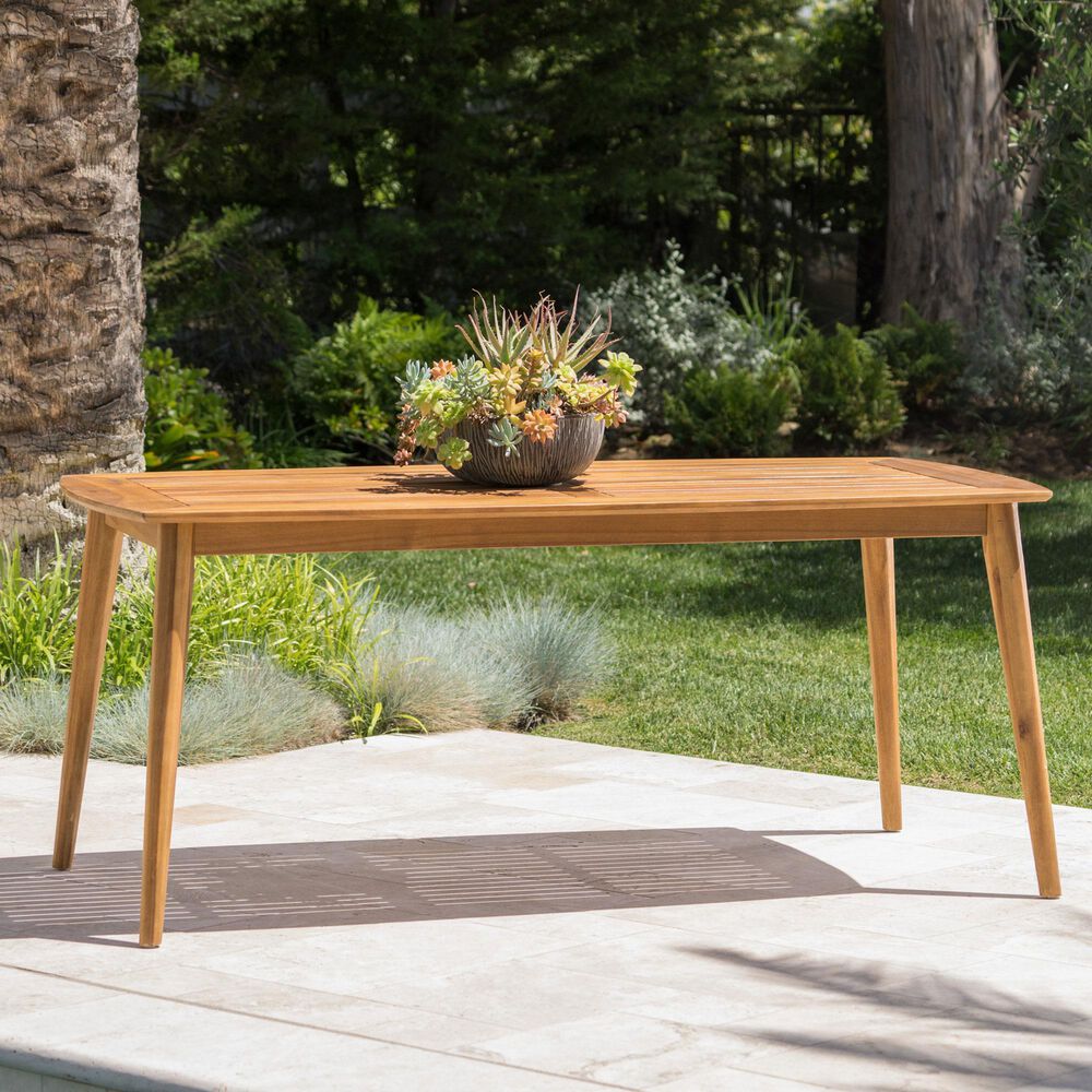 Hearth and Haven Outdoor Rectangular Dining Table in Teak - Table Only, , large