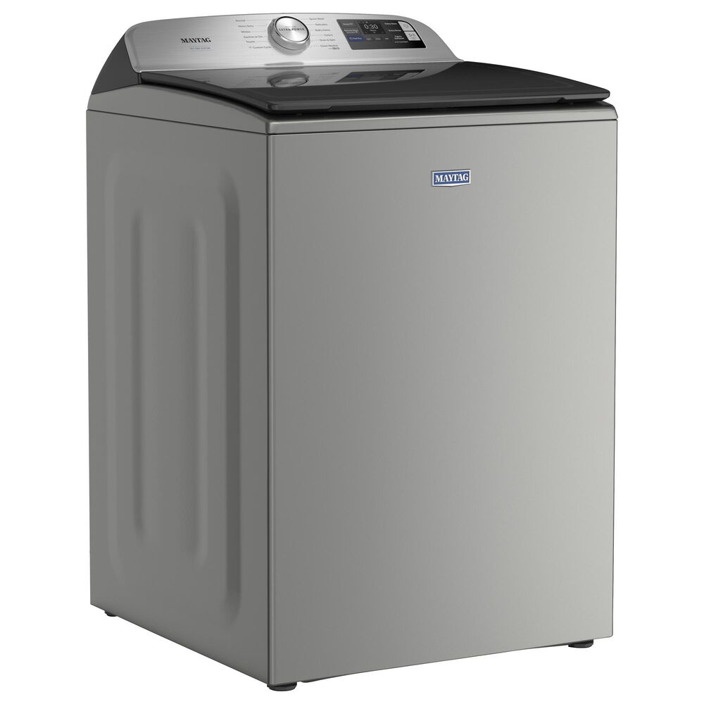 Maytag 5.2 Cu. Ft. Smart Pet Pro Top Load Agitator Washer and 7.4 Cu. Ft. Smart Gas Top Load Dryer Laundry Pair in Classic Silver, , large