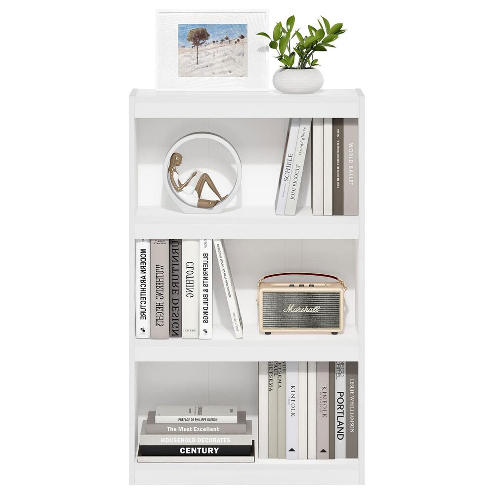 HOMLUX Enhanced Home 3-Tier Adjustable Shelf Bookcase in White, , large
