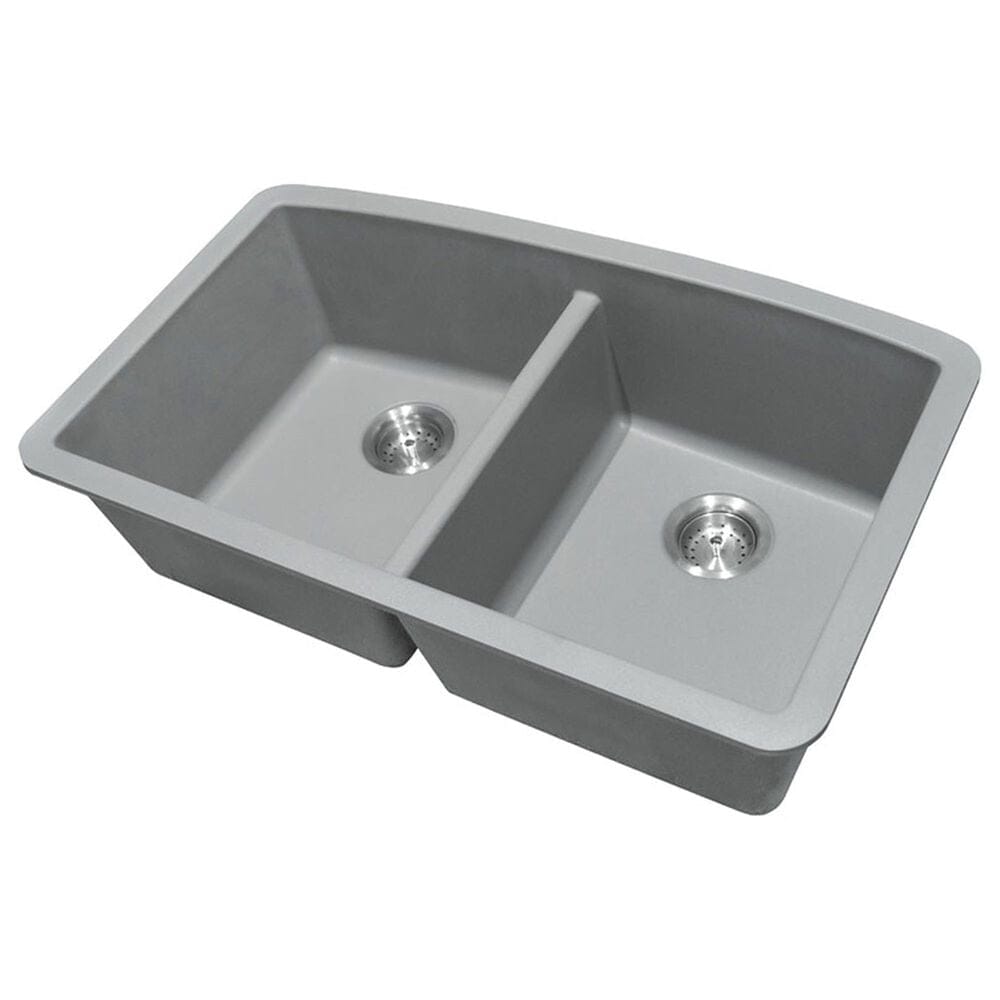 MS International 32.5" 50/50 Undermount Double Bowl Kitchen Sink in Matte Gray, , large