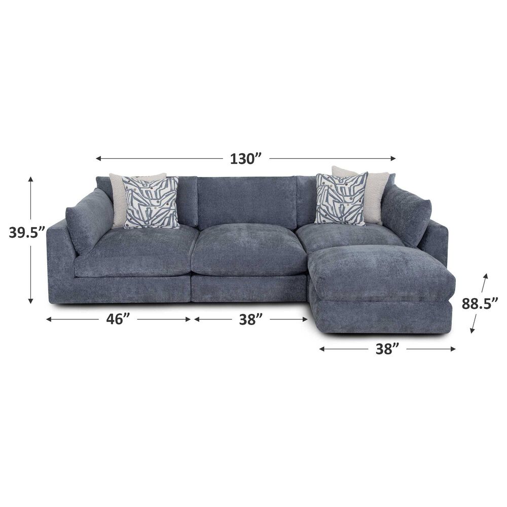 Moore Furniture Julian 4-Piece Stationary Reversible Sectional in Linwood Delft, , large