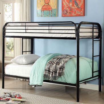 Furniture of America Opal Twin over Twin Bunk Bed in Black, , large