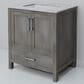 Lexora Home Jacques 30" Single Bathroom Vanity in Distressed Grey with 2 cm White Carrara Marble Top and Rectangular Sink, , large