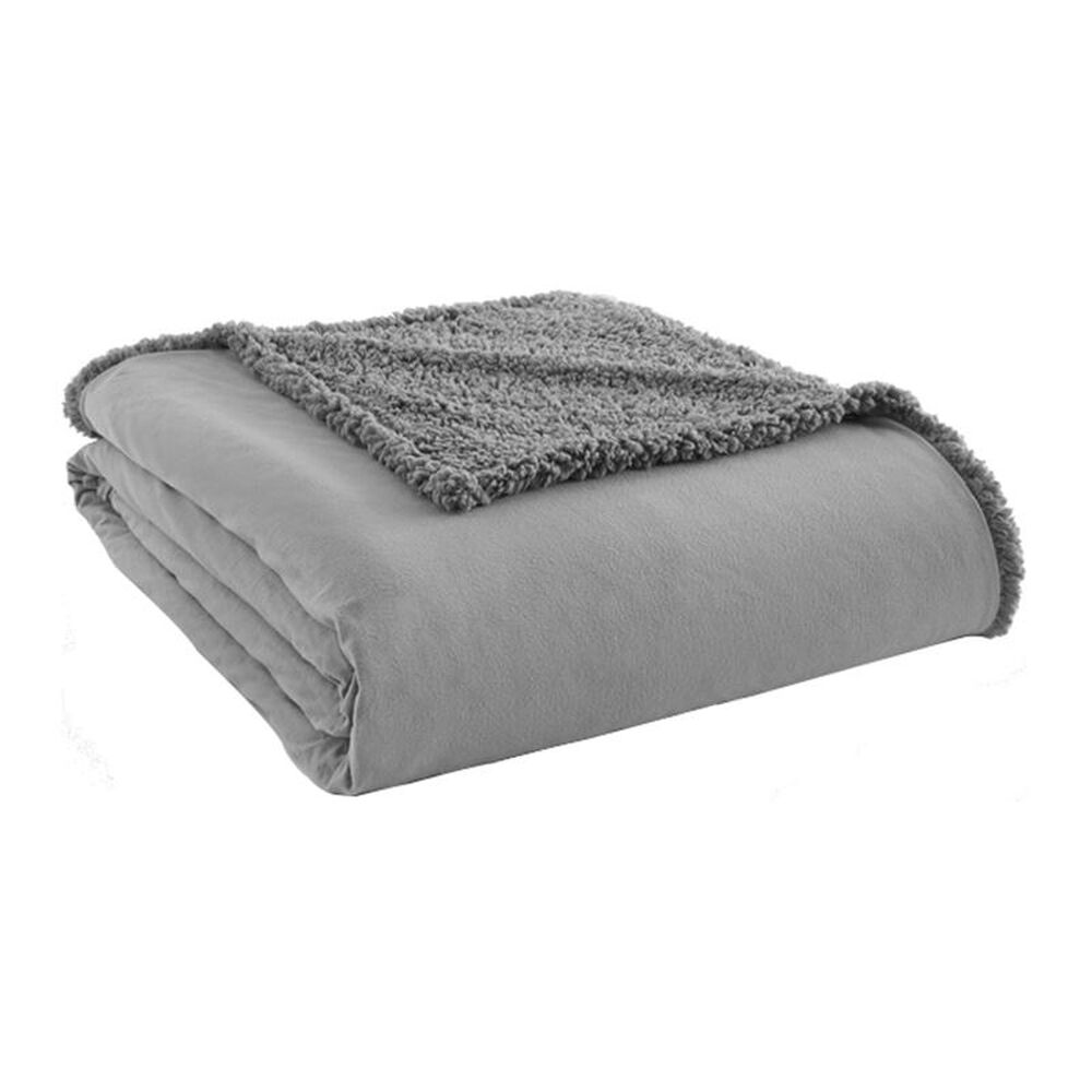 Shavel Home Products Twin Micro Flannel Sherpa Blanket in Greystone, , large