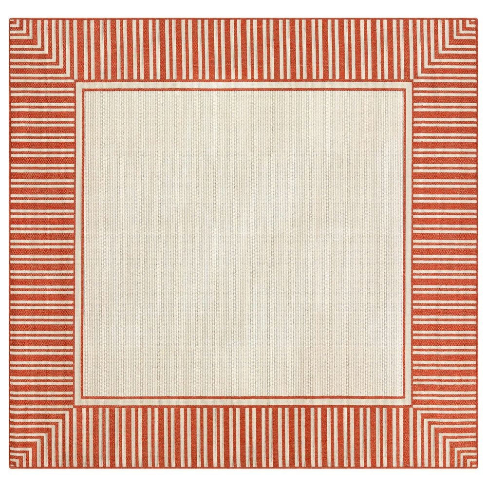 Surya Alfresco 7&#39;3&quot; Square Rust and Beige Indoor/Outdoor Area Rug, , large