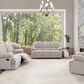 CorLiving Lea Reclining Console Sofa with Cupholders in Beige Fabric, , large