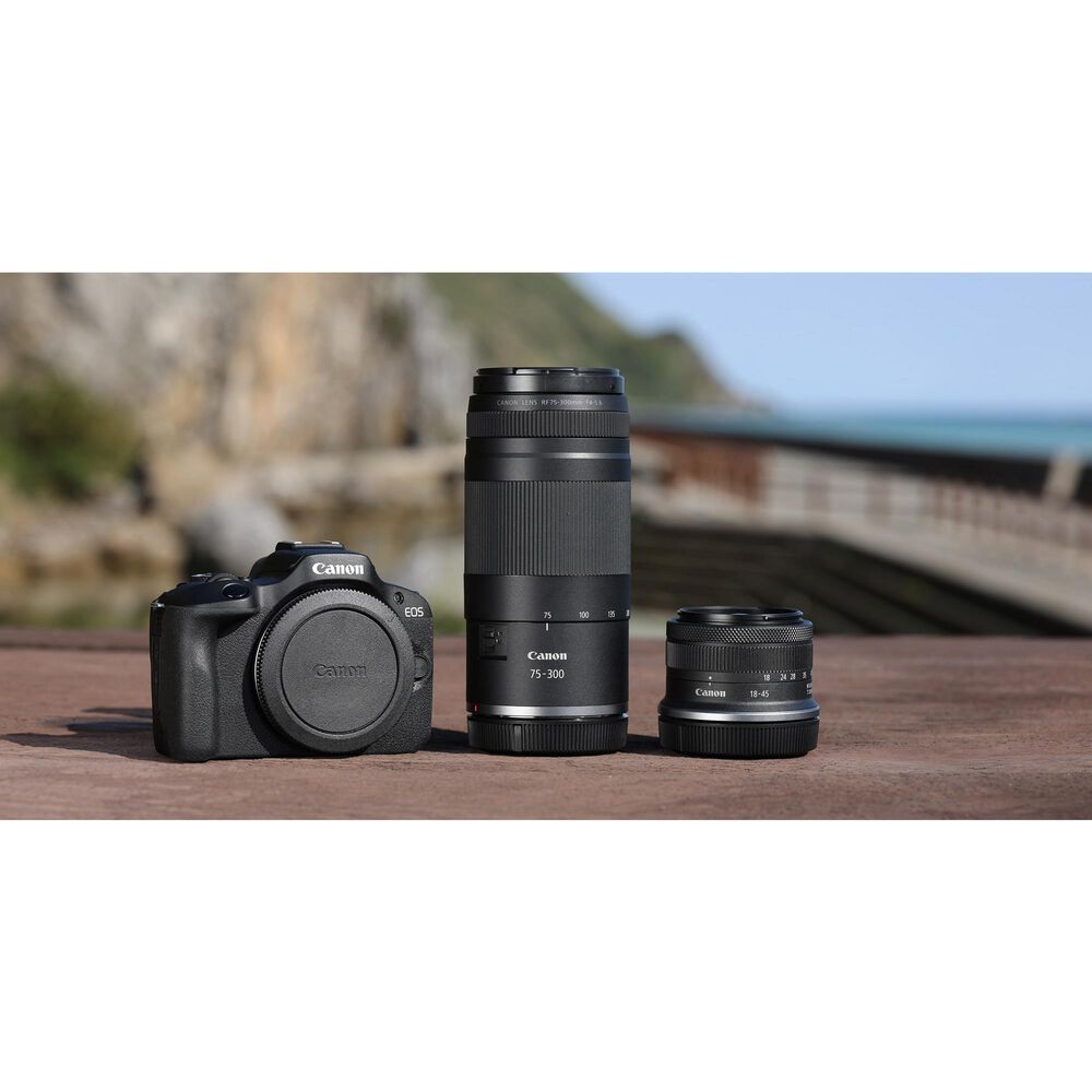 Canon EOS R100 Mirrorless Digital Camera with Double Zoom Lens Kit in Black, , large