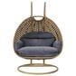 Leisuremod Mendoza Patio 2-Seat Hanging Egg Swing Chair with Charcoal Cushion in Light Brown, , large