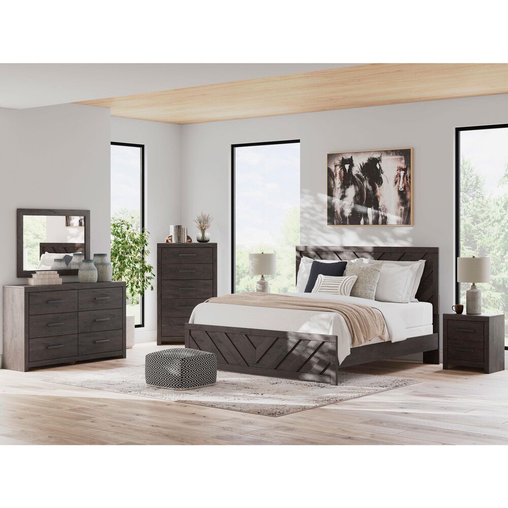 Ashley Prendonea 6-Drawer Dresser and Mirror in Charcoal, , large