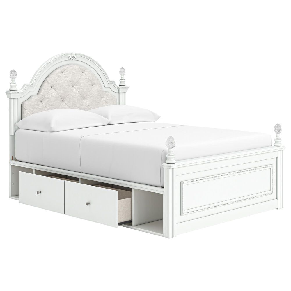 Ashley Kozlani Full Upholstered Storage Bed in Matte White, , large